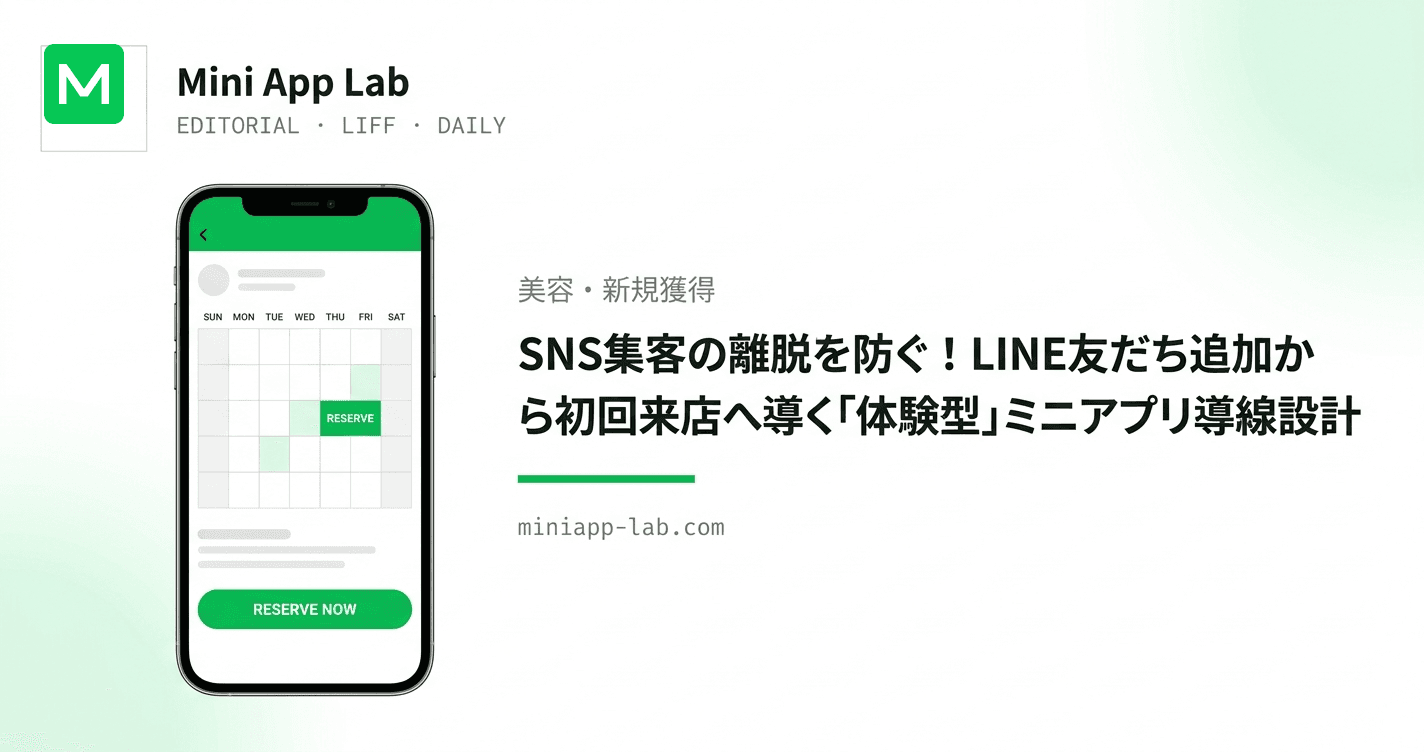 SNS集客の離脱を防ぐ!LINE追加から初回来店へ導く「体験型」ミニアプリ導線設計